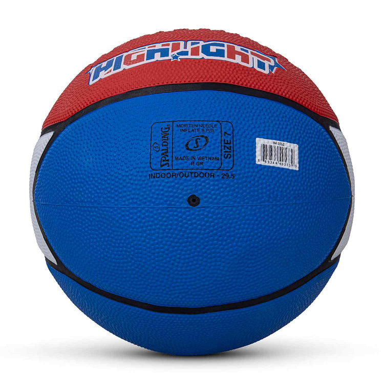 Spalding 8 Panel Highlight Rubber Moulded Indoor/Outdoor Basketball with Butyl Bladder, Suitable for Practice/Match/Training + Free Air Needle