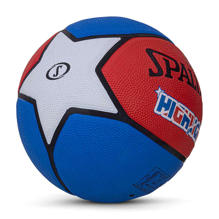 Spalding 8 Panel Highlight Rubber Moulded Indoor/Outdoor Basketball with Butyl Bladder, Suitable for Practice/Match/Training + Free Air Needle