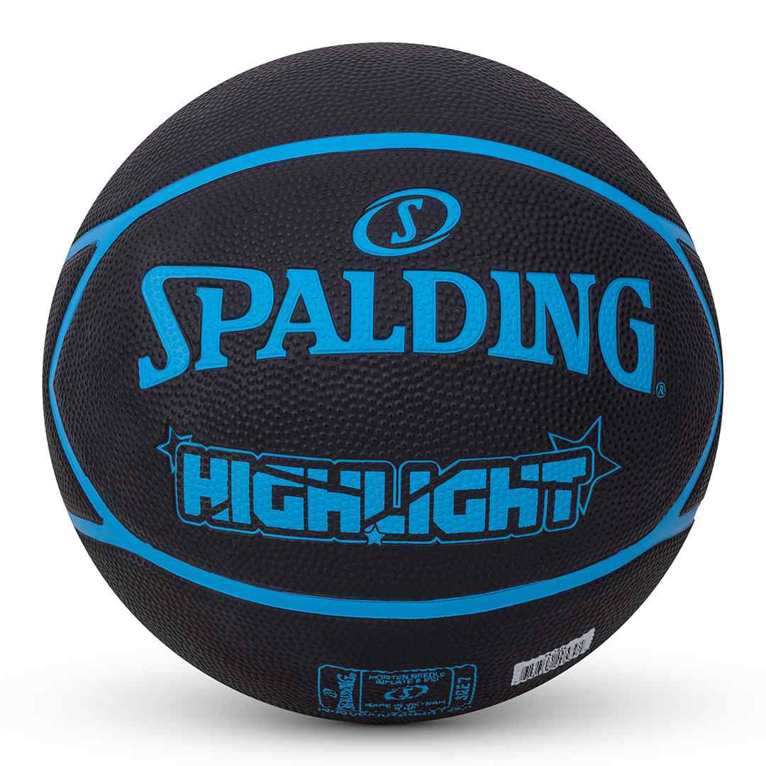 Spalding 8 Panel Highlight Rubber Moulded Indoor/Outdoor Basketball with Butyl Bladder, Suitable for Practice/Match/Training + Free Air Needle