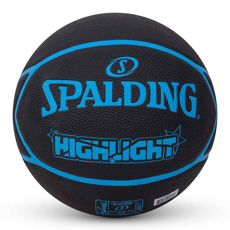 Spalding 8 Panel Highlight Rubber Moulded Indoor/Outdoor Basketball with Butyl Bladder, Suitable for Practice/Match/Training + Free Air Needle