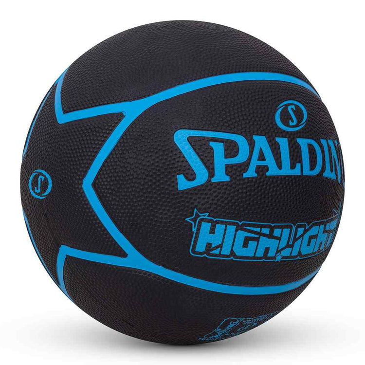 Spalding 8 Panel Highlight Rubber Moulded Indoor/Outdoor Basketball with Butyl Bladder, Suitable for Practice/Match/Training + Free Air Needle
