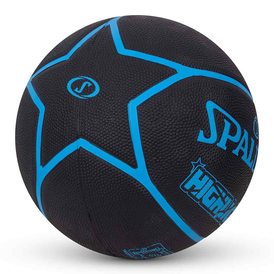 Spalding 8 Panel Highlight Rubber Moulded Indoor/Outdoor Basketball with Butyl Bladder, Suitable for Practice/Match/Training + Free Air Needle
