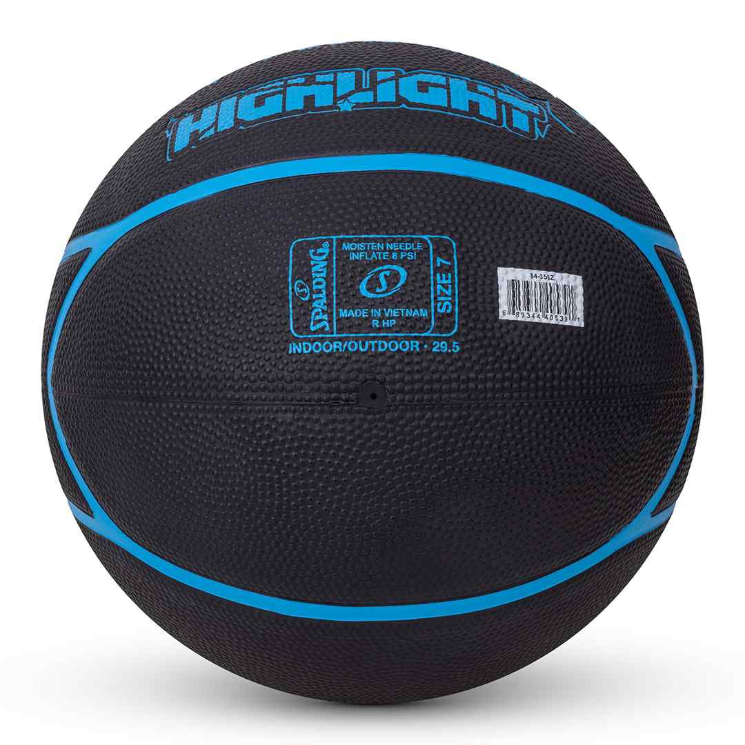 Spalding 8 Panel Highlight Rubber Moulded Indoor/Outdoor Basketball with Butyl Bladder, Suitable for Practice/Match/Training + Free Air Needle