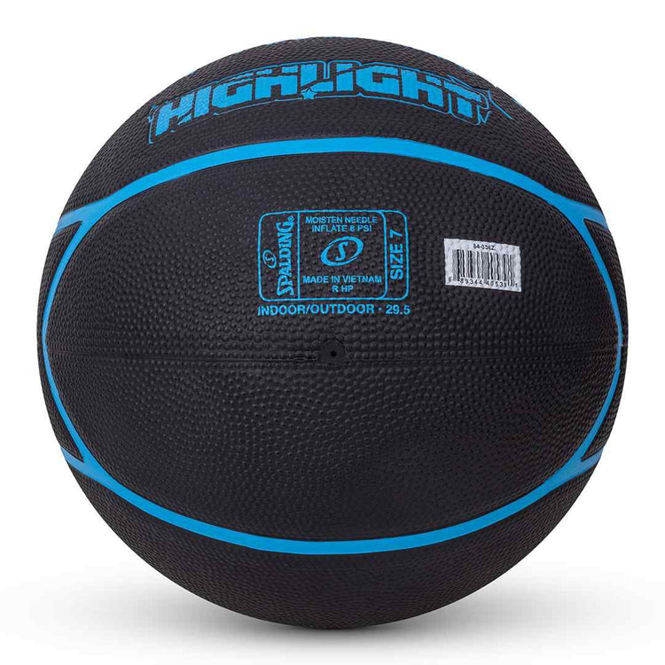 Spalding 8 Panel Highlight Rubber Moulded Indoor/Outdoor Basketball with Butyl Bladder, Suitable for Practice/Match/Training + Free Air Needle