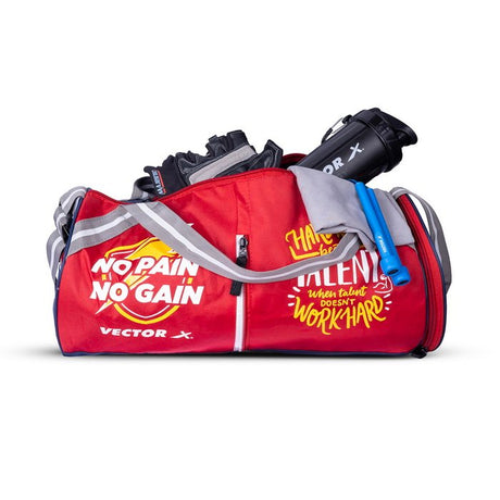 Vector X No Pain Gym Duffel 22L Sports Bag for Men and Women with Shoes Compartment Polyester | Front Utility Pocket |Durable Base | Adjustable Shoulder Strap