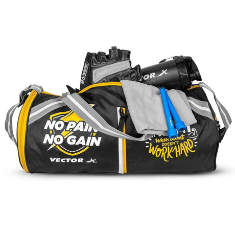 Vector X No Pain Gym Duffel 22L Sports Bag for Men and Women with Shoes Compartment Polyester | Front Utility Pocket |Durable Base | Adjustable Shoulder Strap