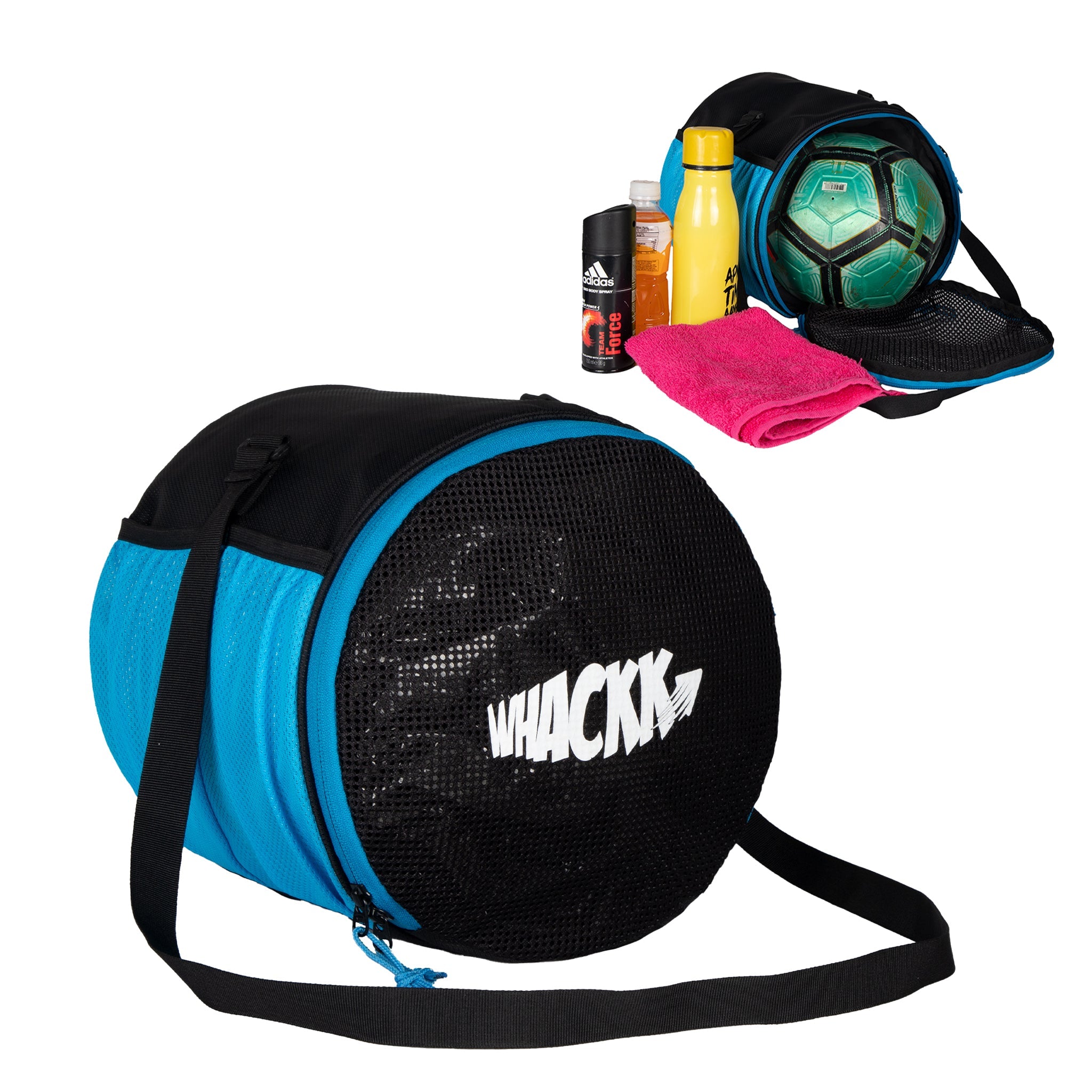 Kick Soccer Blue Black Football Equipment Bags|Basketball Volleyball Bags |Adjustable Strap Backpack |Easy Access Pocket Mesh Bottle Holders | Ball Bag |Kitbag |Bag