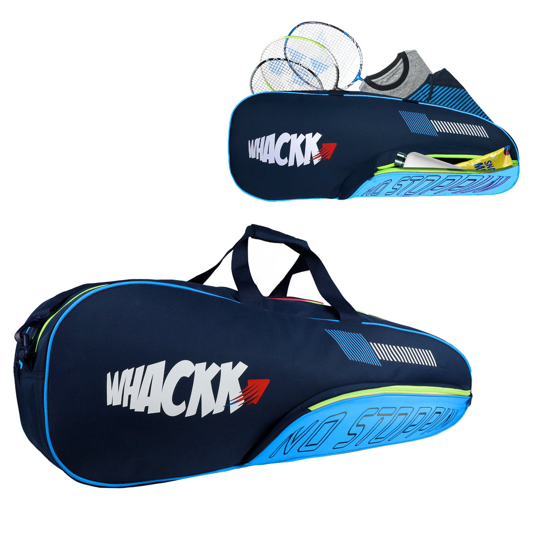 Rally Blue Navy |Unisex Lightweight Stylish Tennis Badminton Squash Shuttle Equipment Kit Cover Bag |2 Spacious Compartments|Backpack & Duffel Racket Tennis-4 Badminton-6