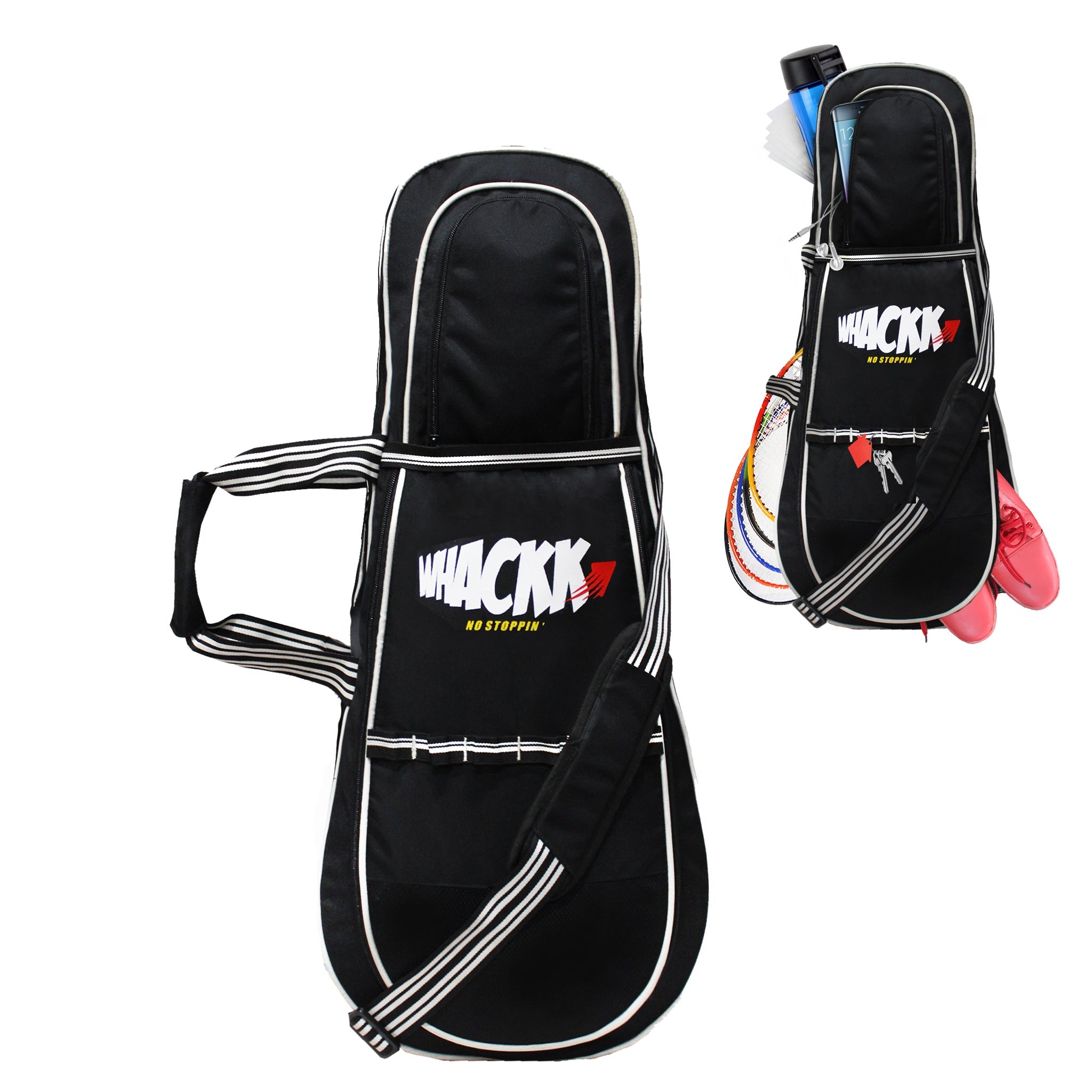 Smash 37L Black | Unisex Lightwieght Tennis Badminton Squash Equipment Cover Kit Bag Shoe Pocket | Air Ventilated Pocket for Wet Clothes | 4T 6B Racket | Backpack & Duffel