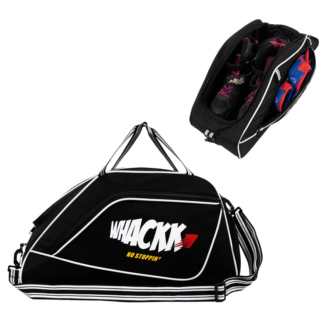 Flip Black Junior 33L|Skating/Gym/Sports/Travel Bag|Inline Roller Equipment Bag||Quad Ice Skates Kit|Kitbag|Easy Access Pocket|2 Bottle Holders|Compartment Fits in Helmet & Skates 6"