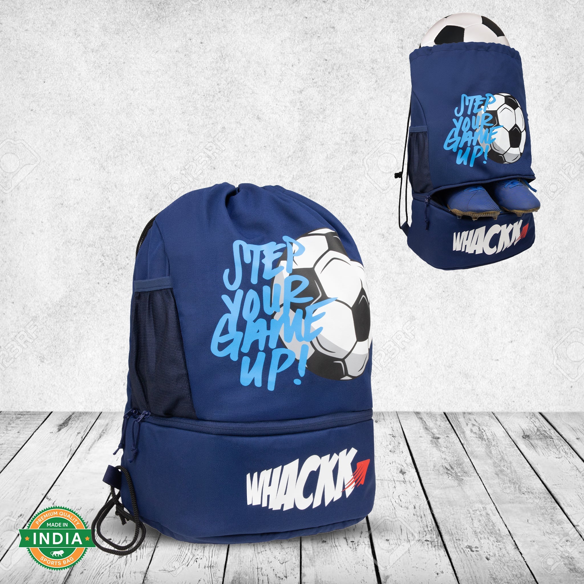 Blitz Blue Soccer| Football Equipment Bags| Basketball Volleyball Throwball Drawstring Backpack Bags| Shoes Mobile Bottle Holder Pocket| Sports Men Boys Bag| Dori Backpack |Gym Bag| Kitbag Kit Bag