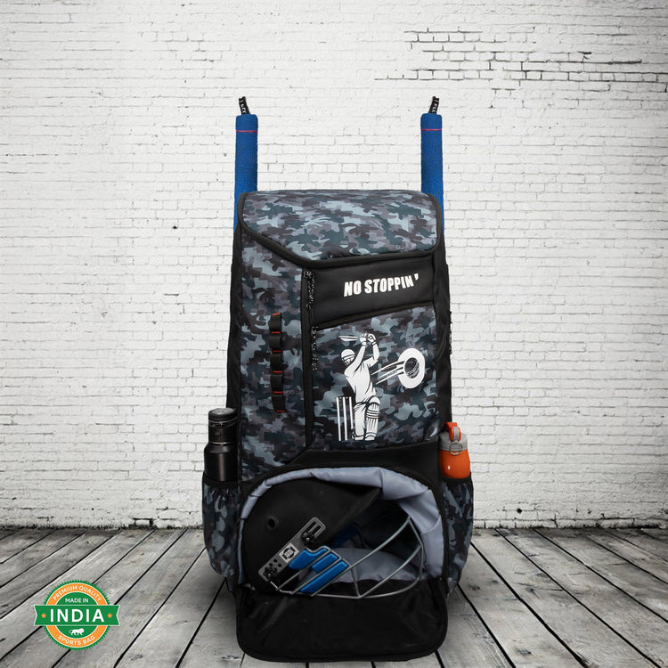 Kallis Grey Black 103L Unisex Cricket Kit Bag Backpack | Adult Size | 2 Bat | Shoe/Helmet Pocket | Main Compartment 18" Leg Pad |2 Bottle Holder | Easy Access Pocket | Player Edition Senior