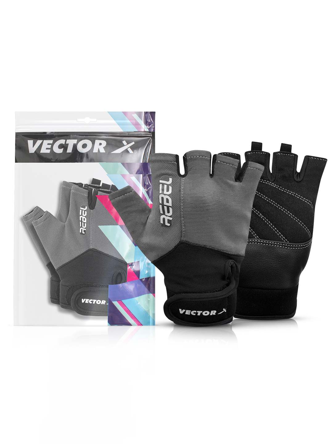 Vector X Rebel Unisex Workout Weight Lifting Gloves for Men and Women with Wrist Support,Fingerless Grip for Weightlifting,Cycling,Exercise,Training,Fitness