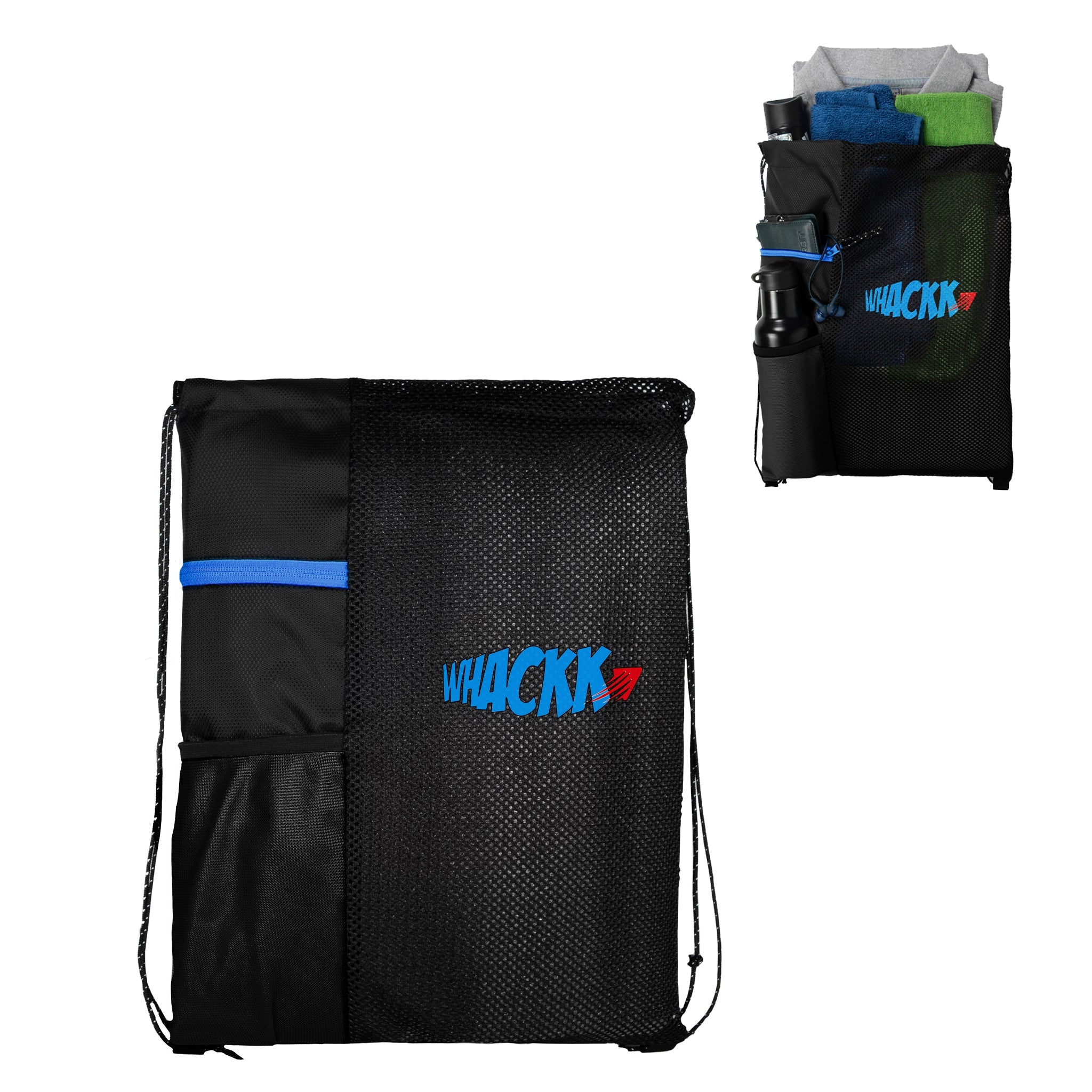 Joss 9L Black |Sports Bag|Swimming Equipment Bags|Netball Bags|Dry Bags|Drawstring Bag for Shoes & Clothes|Sports Gear|Accessory Pocket |Gym Bag |Tuition Bag|1 Bottle Holder