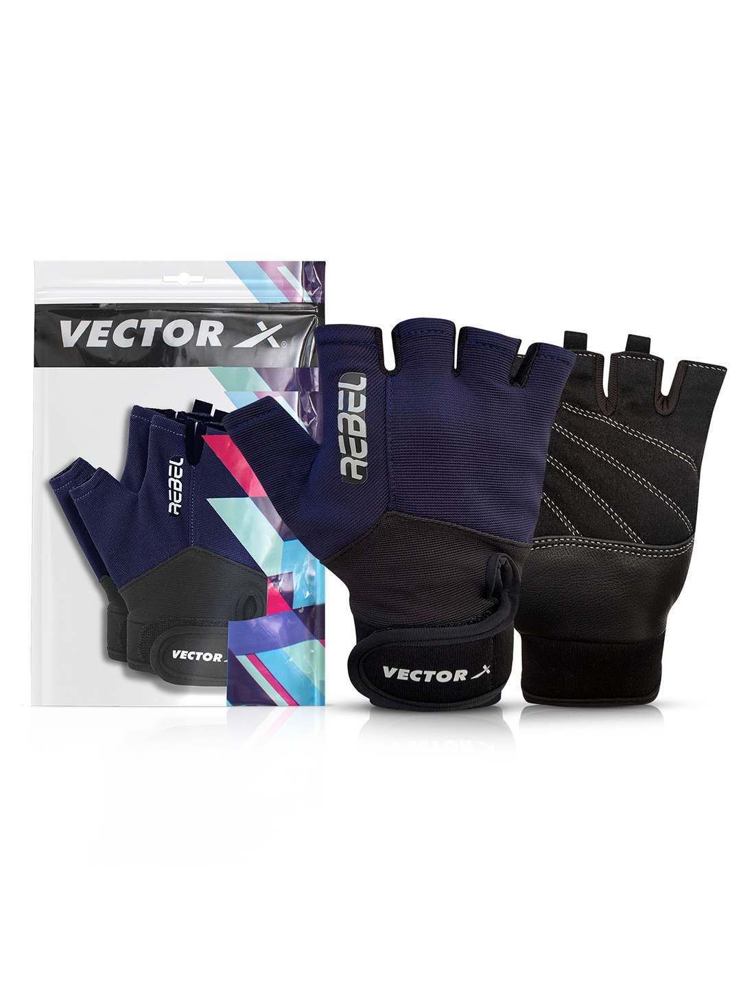 Vector X Rebel Unisex Workout Weight Lifting Gloves for Men and Women with Wrist Support,Fingerless Grip for Weightlifting,Cycling,Exercise,Training,Fitness