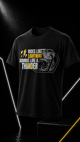 Rides Like a Lightning - Round Neck T-Shirt - Black