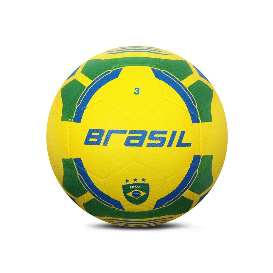 VECTOR X Brasil Rubber Moulded Football - (Pack of 1, Green, Yellow)