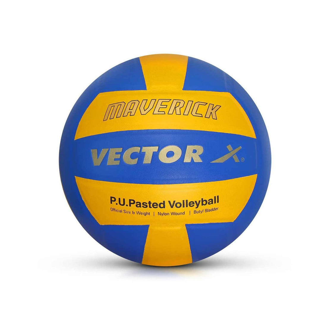 Vector X Maverick-18 Panels Volleyball - Size: 4(Pack of 1, Blue, Yellow)