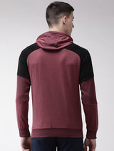 Alcis Men Maroon Solid Hooded Sweatshirt