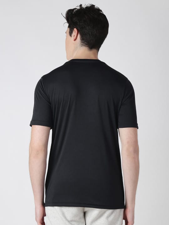 Alcis Men Black Solid Round Neck Wonder T-shirt