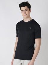 Alcis Men Black Solid Round Neck Wonder T-shirt