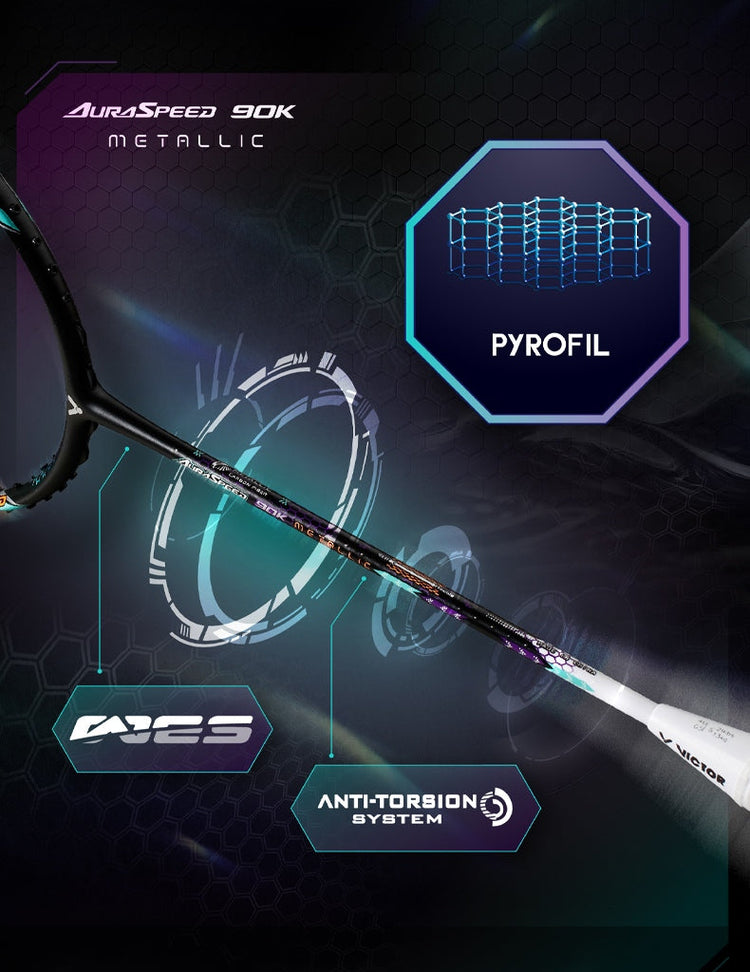 AuraSpeed 90K (ARS-90K) Metallic Badminton Racket (R Tale Turquoise) - Preferred by Anders Antonsen