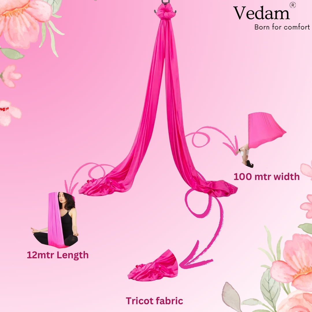 Premium 12 mtr Aerial Yoga hammock – Pink