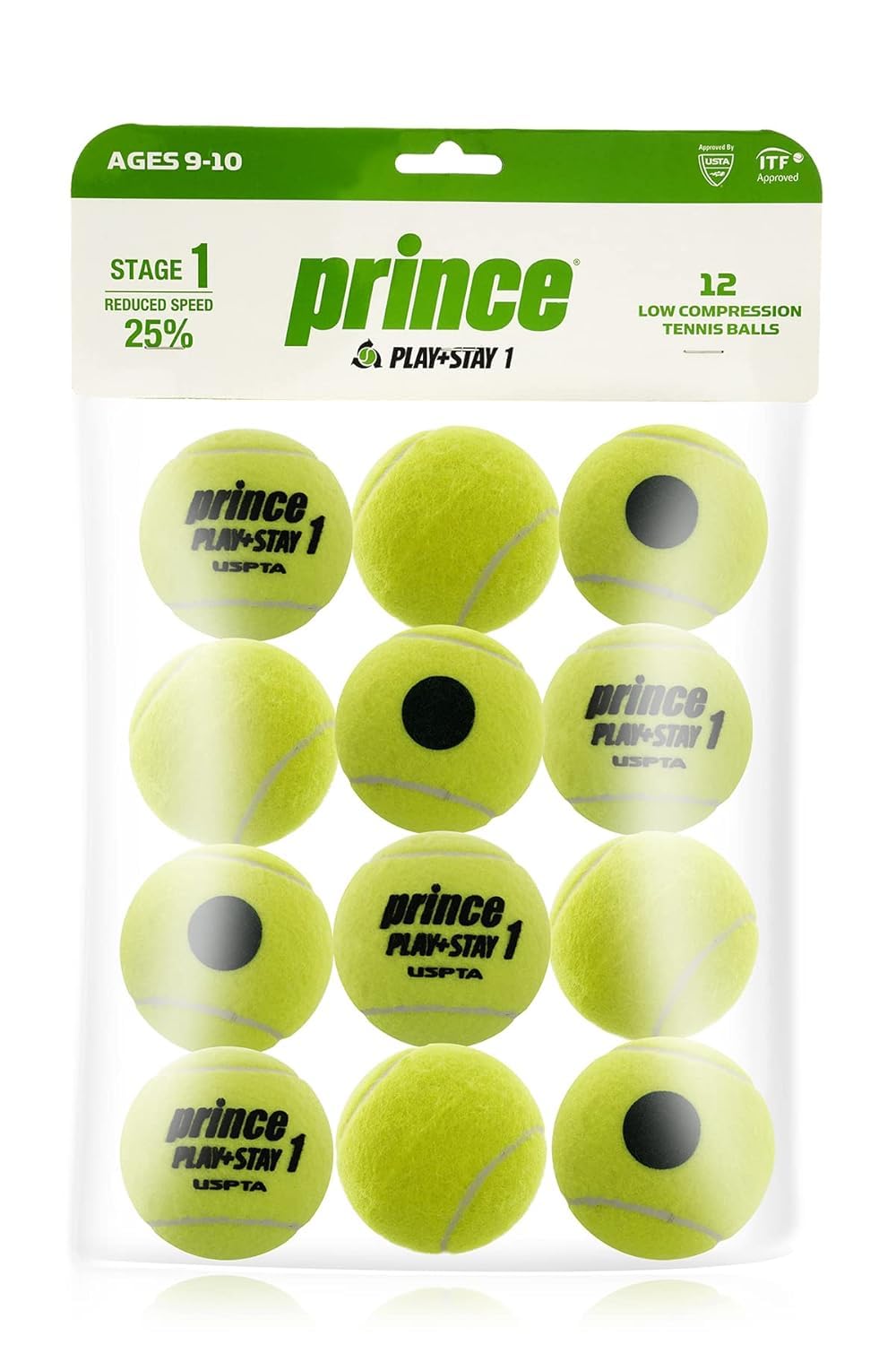 STAG GLOBAL Prince Play 1 ITF & USTA Approved Low Compression Tennis Ball - Pack of 12 (Yellow)