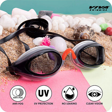 Viva Swimming Shark Fin Kids Swimming Cap & Goggles with 2 Ear Plug Kids OKEO Swimming Combo Kit