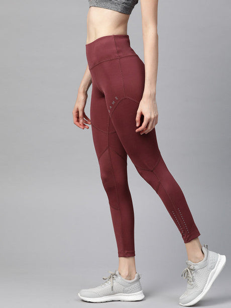 Alcis Women Maroon Solid Cropped Tights | Alcis
