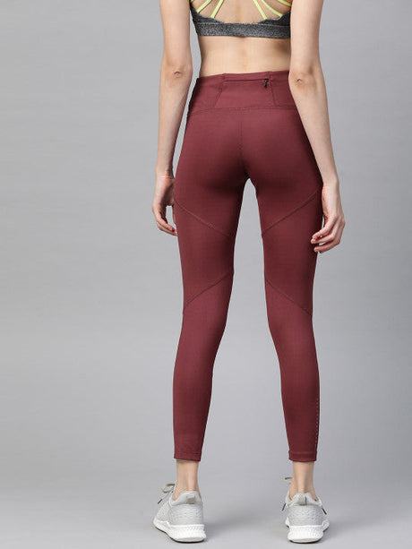Alcis Women Maroon Solid Cropped Tights | Alcis