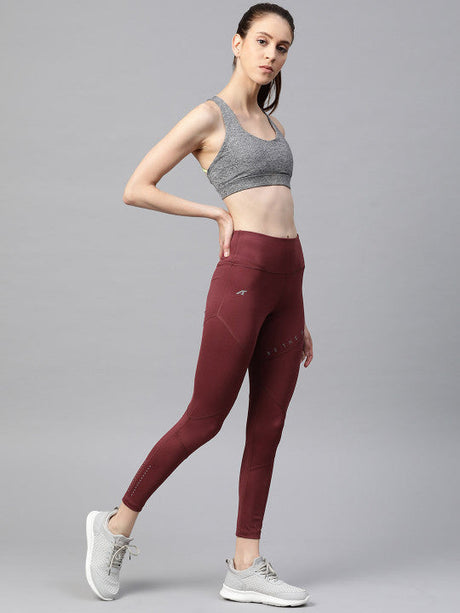 Alcis Women Maroon Solid Cropped Tights | Alcis