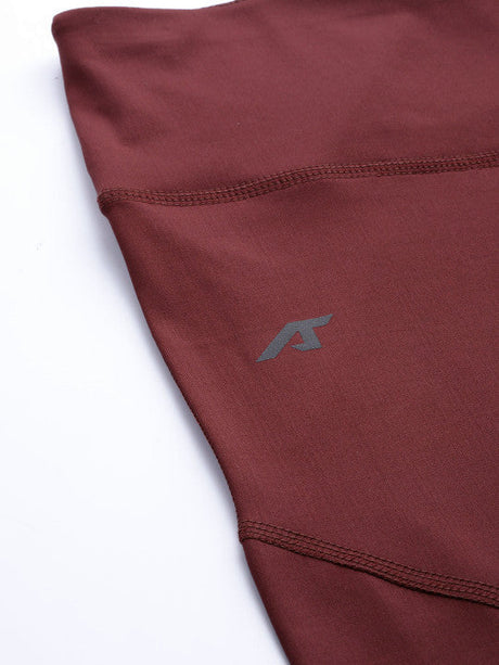 Alcis Women Maroon Solid Cropped Tights | Alcis