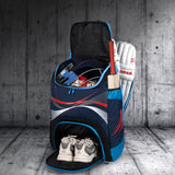 Bradman Navy Blue Junior Cricket Kitbag |Player Edition 2 Bat Pocket Shoe Pocket |Big Main Comp Fit 13.75 inch Leg Pad |Bottle Holders |Easy Access Pocket
