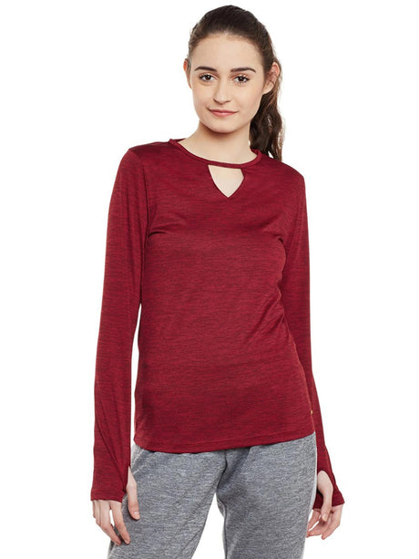 Alcis Women Solid Maroon Tshirts | Alcis