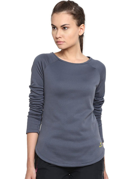 Alcis Women Grey Solid Round Neck T-shirt | Alcis
