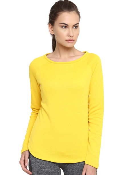 Alcis Women Yellow Solid Round Neck T-shirt | Alcis