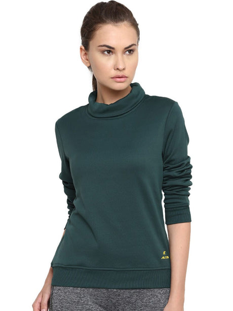 Alcis Women Green Solid Sweatshirt 133WSS193 | Alcis