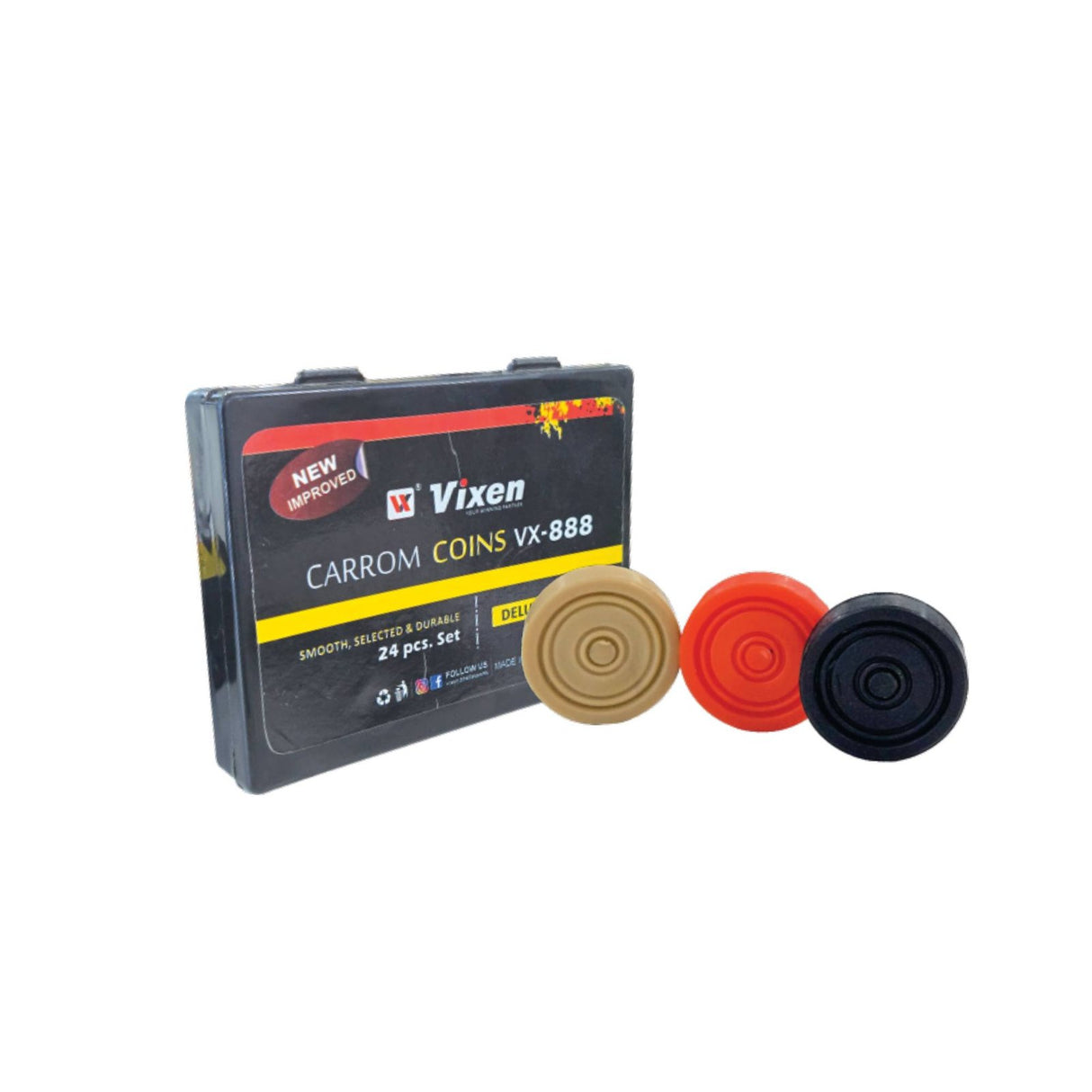 VIXEN CARROM MEN VX 888 PLASTIC (8MM)