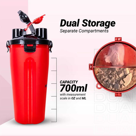 Vector X Dual Shaker/Sipper Bottle with two Compartment for Storing Different Drinks (PACK OF 1)