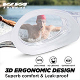 Viva Swimming Flex 3D Ergonomic Design Anti Fog & Crystal Clear View Silicone Swimming Goggle| Anti-Slip & Adjustable Straps| Case Packing (Black)