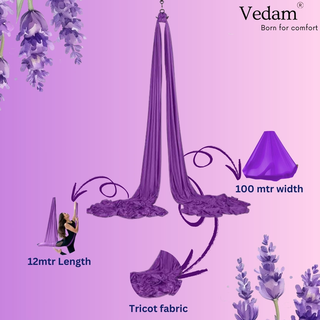 Premium 12 mtr Aerial Yoga hammock – Purple