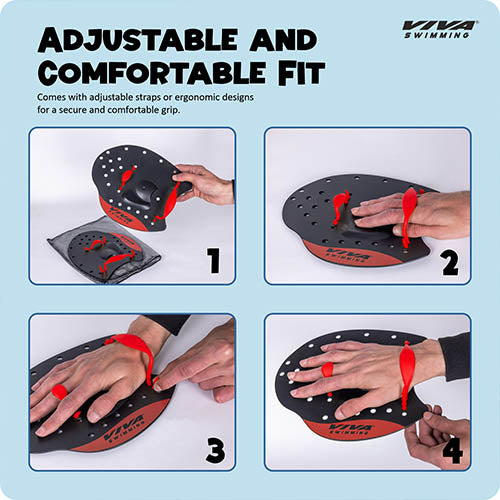 Viva Swimming HP-15 Premium Quality Hand Paddles Gloves with Adjustable Straps Water Sport Tools for Professional Swim Training Fins|Fitness Workout Gear|for Kids Men Women Children