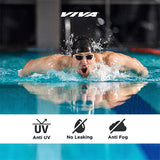 Viva Swimming VIVA-55 (Junior) Anti-Fog UV Protection 100% Silicone Swimming Goggles for Kids, Boys|Wide-Angle Vision Swim Glasses with Silicone Comfort & Adjustable Strap