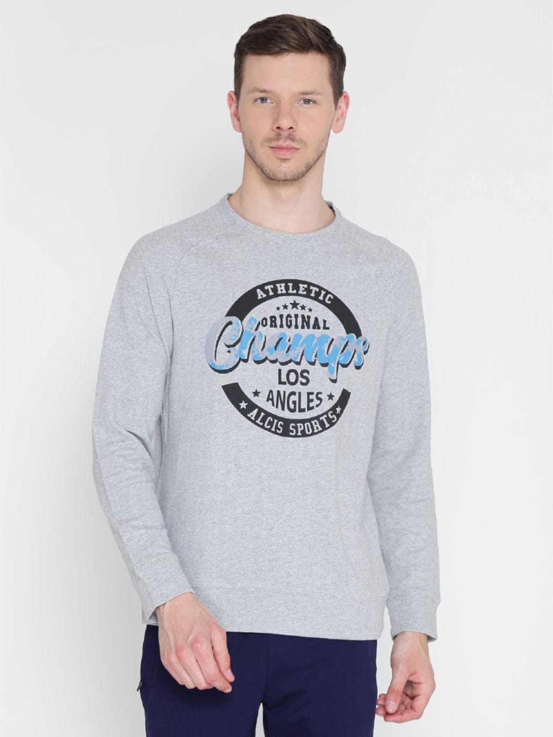 Alcis Mens Printed Grey Sweatshirt 146MSS220