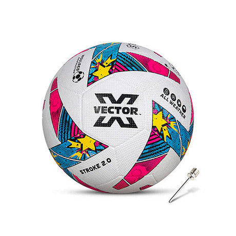 Vector X Stroke 2.0 Machine Stitched 32 Panel Football Rubber Moulded Soccer Ball with Air Pin|Indoor & Outdoor Ball|Training Practice Match Ball