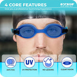 Viva Swimming Combo-704 Senior Kit- Swim Goggles, Caps and Ear plug Combo Set With Case Set- Silicone Non-Slip Material, Anti-Fog, UV Protection For Adults, Boys, Men