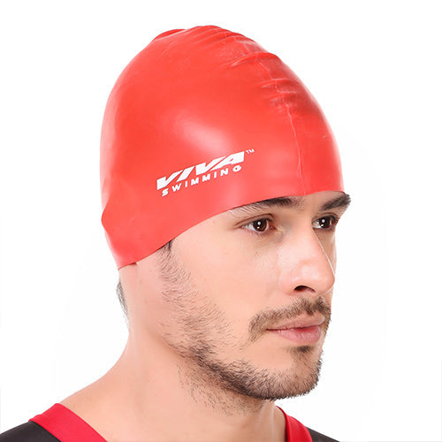 Viva Swimming Silicone Swimming Cap Unisex Soft Waterproof Swimming Pool Head Cap Water Sports Long Hair for Children Kids Boys Girls of All Age (Universal Size, Multicolour)