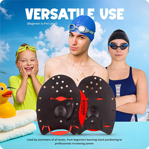 Viva Swimming HP-15 Premium Quality Hand Paddles Gloves with Adjustable Straps Water Sport Tools for Professional Swim Training Fins|Fitness Workout Gear|for Kids Men Women Children