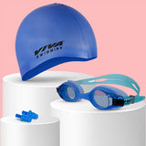 Viva Swimming Combo-704 Senior Kit- Swim Goggles, Caps and Ear plug Combo Set With Case Set- Silicone Non-Slip Material, Anti-Fog, UV Protection For Adults, Boys, Men